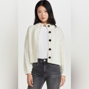 Something Navy Cable Knit Cardigan, Ivory, sz xs